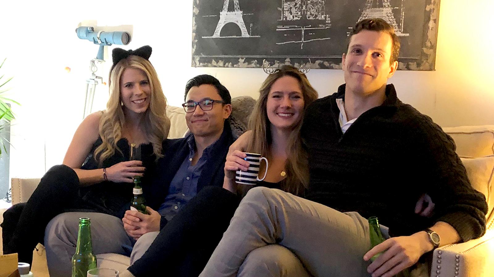 Group of resients relaxing together outside of work