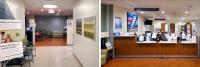 Orthopedics suite hallway and front desk, Herbert Irving Pavilion