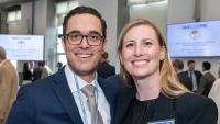 Photo of Drs. Eduardo Beauchamp (Advanced Spine '18) and Elizabeth Dennis ('20) at the 2025 NYOH Biennial