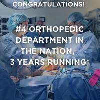 Graphic promoting Columbia Orthopedics named the #4 orthopedic department in the nation for the third consecutive year